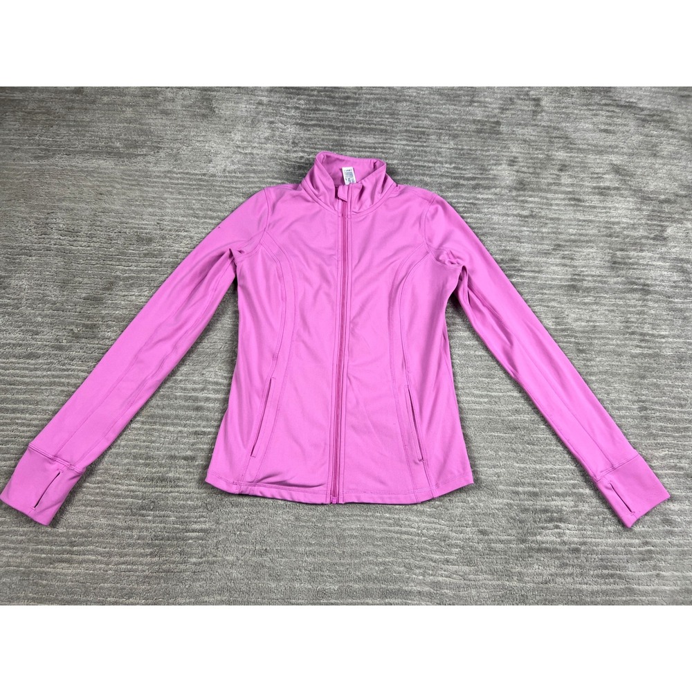 90 Degree by Reflex Jacket Girls L 12 Pink Full Zip Thumbhole Athletic Mock Neck